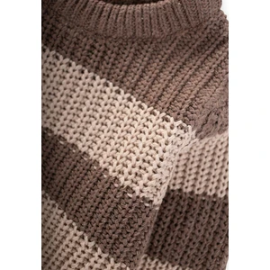 Selanik Çizgili Triko Kazak 2-8 Yaş Vizon