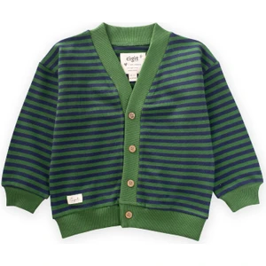 Çizgili Triko Hırka 0-4 Yaş Haki Lacivert