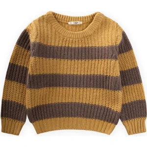 Selanik Çizgili Triko Kazak 2-8 Yaş Hardal Sarı