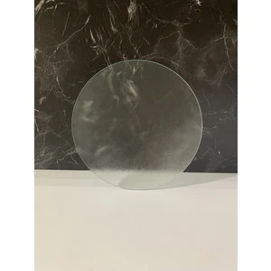 Çap 27CM - Buzlu Cam, Şeffaf - Kesme Tahtası - Sunumluk