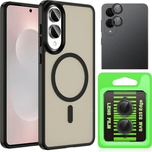 Samsung Galaxy S25 Edge Kılıf M-safe Şarj Özellikli Mat Arka Yüzey Zore Sio Kapak + Kamera Lens Koruyucu