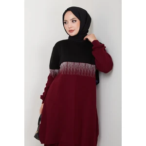 Iki Renkli Simli Triko Tunik