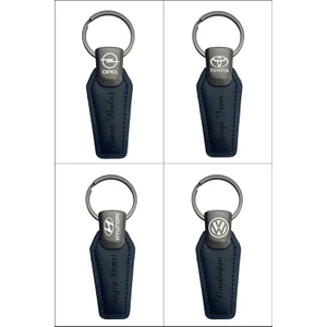 Kişiye Özel Isim ve Oto Araç Logosu Baskılı Deri Oto Anahtarlık