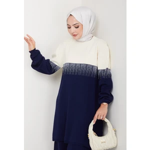 Iki Renkli Simli Triko Tunik