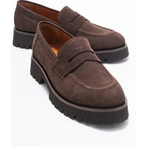 Vıonel Kahverengi Nubuk Hakiki Deri Kadın Loafer Ayakkabı