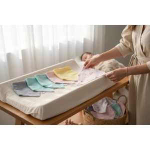 Önü Müslin Arkası Pazen Salya ve Mama Önlüğü, 10 Adet Kız Set, Fular Önlük, %100 Pamuk, 3 Çıtçıt Ayarlı