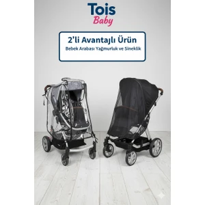 Tois Baby Fermuarlı  Bebek Arabası Yağmurluğu + Puset Sinekliği (Siyah)
