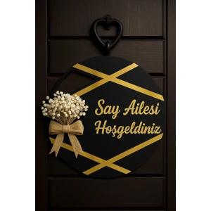 Kapı Süsü Kişiye Özel Isimli Dekoratif Gold Pleksi Dış Kapı Süsü Duvar Süsü Gold