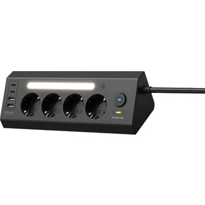 Gece Lambalı Üçgen Akım Korumalı Uzatma Kablolu 4lü Soket 2 USB 2 Type-C Priz