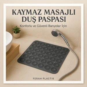 Kaymaz Masajlı Duş Paspası 54X54 cm - Su Geçirmez ve Anti-Bakteriyel Banyo Matı | Ferah Plastik