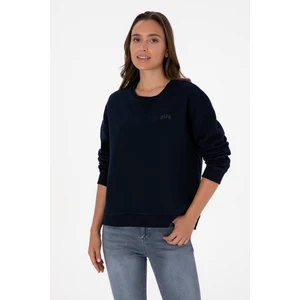U.S. Polo Assn. Kadın Lacivert Şardonlu Bisiklet Yaka Basic Sweatshırt 50313586-VR033
