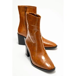 Chara Taba Baskı Kadın Kalın Topuklu Bot