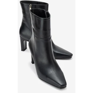 Elıas Siyah Cilt Hakiki Deri Kadın Blok Topuklu Bot