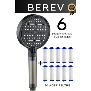6 Fonksiyonlu Filtreli Duş Başlığı 10 Adet Yedek Filtre Su Tasarruflu Basınçlı Kireç Klor Önleyici