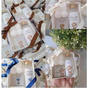Hoşgeldin Bebek Hediyelik Mum Çikolata Kolonya Set 30 Adet Cam