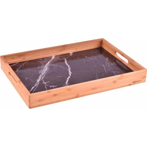 Marbella Mermer Desenli Tepsi - Siyah/40 cm