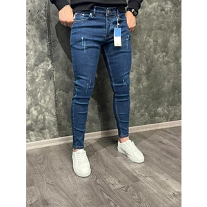 Atlanta Slim Fıt Straghit Koyu Mavi Denim Tırnak Detaylı Jean Erkek Pantolon