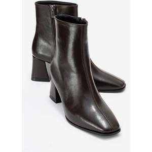 Arven Kahverengi Cilt Kadın Kalın Topuklu Bot