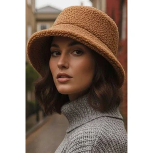 Kadın Kışlık Yumuşak Tüylü Teddy Peluş Buklet Kova Şapka