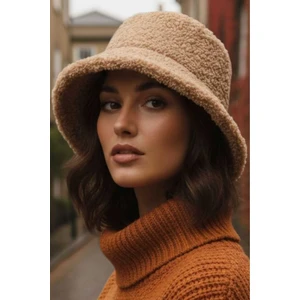 Kadın Kışlık Yumuşak Tüylü Teddy Peluş Buklet Kova Şapka