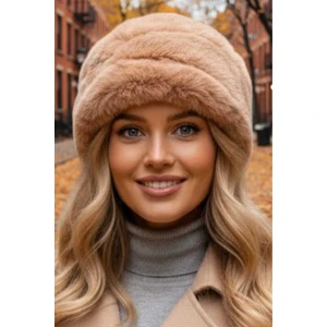 Kadın Kışlık Vegan Kürk Peluş Kalpak Şapka