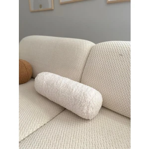 Peluş Silindir Yastık Beyaz