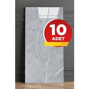 10 Adet 30X60 cm Açık Gri Mermer Desenli Kendinden Yapışkanlı Seramik Köpük Banyo Pvc Duvar PANELI-6034