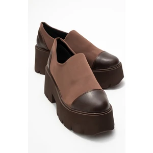 Grena Kahverengi Cilt Scuba Kadın Kalın Tabanlı Günlük Ayakkabı