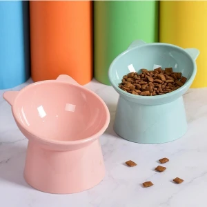 Plastik 2 Adet Eğimli Mama ve Su Kabı Boyun Koruyucu Kedi Köpek Mama Kabı Evcil Hayvan Mama Kasesi Mama Kabı