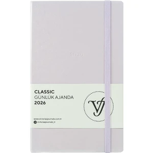 Victoria's Journals Classic 2026 Günlük Ajanda 13X21 Cm. Sert Kapak. Ivory 70 GR.384 Sayfa. Cepli.lastikli.lila