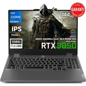 LOQ 15IRX9 Intel Core i7-13650HX 64GB 1TB SSD RTX 3050 6GB (95W) 15.6'' 144Hz FHD IPS Panel Freedos Taşınabilir Bilgisayar 83DV011CTRN3