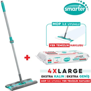 SMARTER Magic Mop + Yer Temizlik Havlusu Hediyeli Paspas Mandallı Set Yüzey Bez Uyumlu