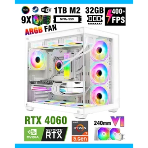 Mirage X32 Pro White Ryzen 7 5700X 32GB Ram 1tb M.2 Nvme SSD 8gb RTX4060 Sıvı Soğutmalı Oyuncu Bilgisayarı