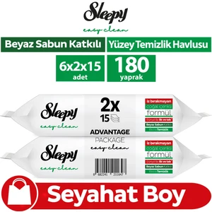 Easy Clean Yüzey Temizlik Havlusu&Mendili Seyahat Boy 6x2x15 (180 Yaprak)
