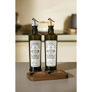 Vintage 750 ml Yağdanlık, Stantlı, Gümüş Başlık + Altın Başlık