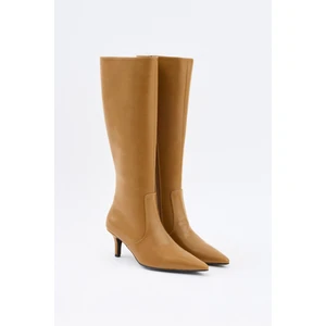 Çizme 2505 - Sivri Burun Fermuarlı Karamel Kadın Çizme