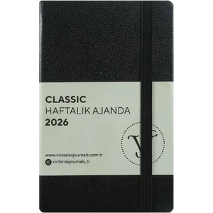 Victoria's Journals Classic 2026 Haftalık Ajanda 9X14 Cm.sert Kapak. Ivory 80 GR.144 Sayfa. Cepli. Lastikli.siyah