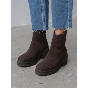 Muno Kahve Süet Hakiki Süet Kadın Bot