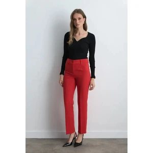 Boru Paça Pantolon - Kırmızı