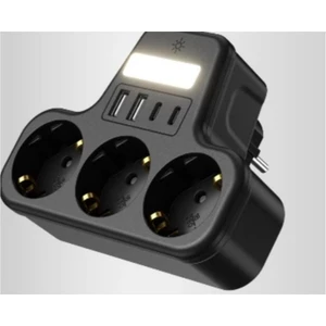 Rose Teknoloji 3 Priz 2 USB 2 Type-C Girişli Çocuk Koruma ve Akım Korumalı Ledli Duvar Tipi Priz