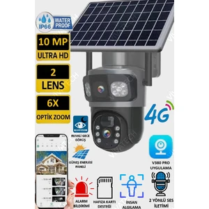 Ultimate Icsee S730 Aov Sürekli Kayıt Solar Güneş Enerjili Gece Görüş Insan Takibi 10MP Dual Lens 4g Kamera