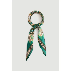 Çiçek Desenli Fular - Yeşil