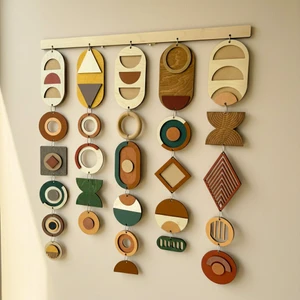 Modern Geometrik Bohem Ahşap Duvar Dekoru