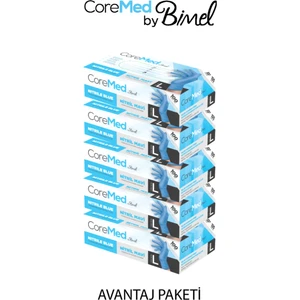 Nitril Mavi Pudrasız Muayene Eldiveni L - 5 Paket 100 Lü