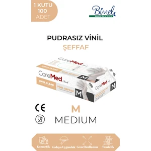 Vinil Şeffaf Muayene Eldiveni M - 1 Paket 100'lü