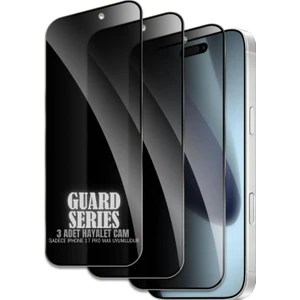 (3'lü Guard Hayalet) iPhone 17 Pro Max Uyumlu Hayalet 6d Tam Kaplayan Temperli Cam Ekran Koruyucu
