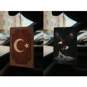 Türk Bayrağı ve Kartal - Ikili Oto Kokusu - Dekoratif Araç Kokusu ve Aksesuarı