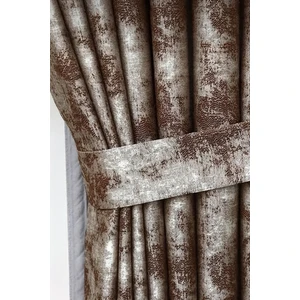 Koyu Kahve Istanbul Fon Desen Yeni Sezon Pileli, Kırışmaz, Özel Koleksiyon ( Tek Kanat ) Perde,