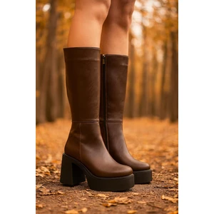 Kadın Fermuarlı Yüksek Topuklu Şık Çizme