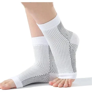 Gümrük Online Plantar Fasyait Destekli L/XL Beden 1 Çift "2 Adet" Parmaksız Nöropati & Kompresyon Çorabı "Beyaz"